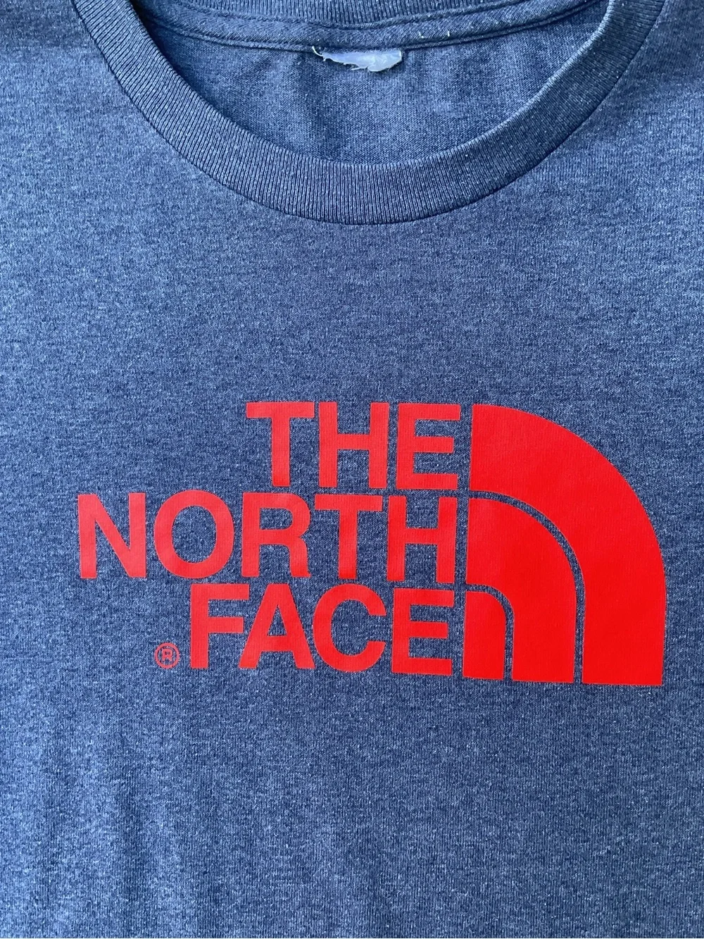The North Face Men's Heather Navy Tee with Red Logo